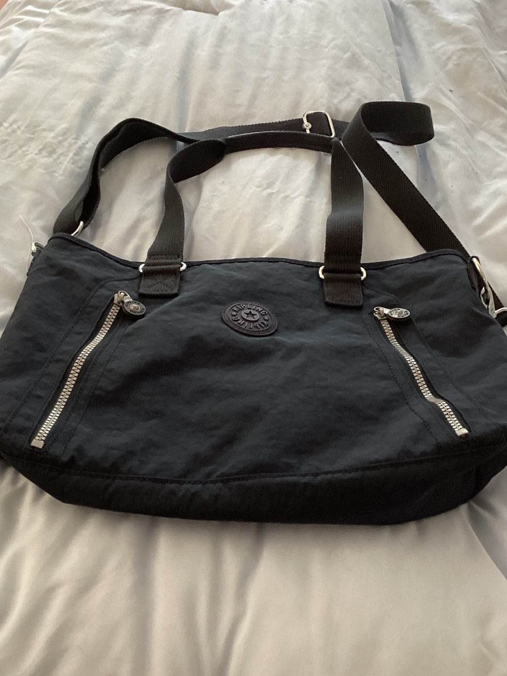 Kipling Navy Nylon Tote Bag with Dual Straps
